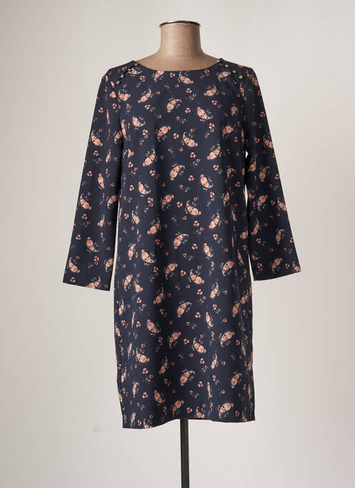 Robe mi-longue manches 3/4 manches 3/4 bleu I.CODE (By IKKS) femme