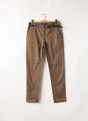 Pantalon chino fermeture zippée sous rabat avec crochet taille normale marron SCOTCH & SODA femme