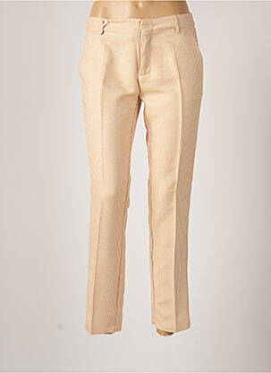 Pantalon chino fermeture zippée sous rabat avec crochet taille normale jaune REIKO femme