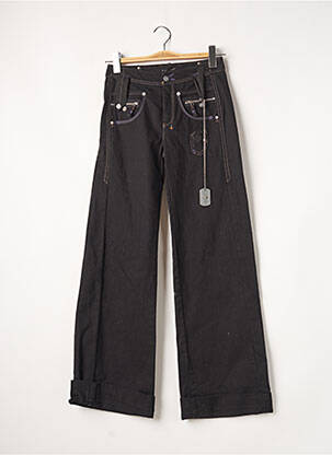 Pantalon large fermeture zippée sous rabat boutonné taille haute noir MCP femme