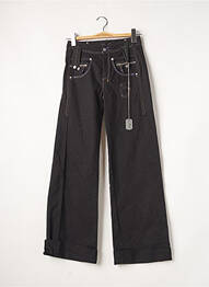 Pantalon large fermeture zippée sous rabat boutonné taille haute noir MCP femme