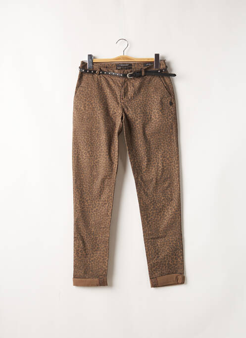 Pantalon chino fermeture zippée sous rabat avec crochet taille normale marron SCOTCH & SODA femme