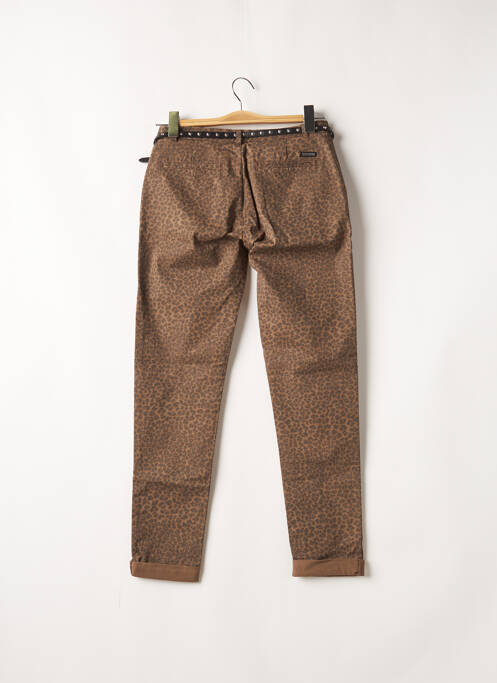 Pantalon chino fermeture zippée sous rabat avec crochet taille normale marron SCOTCH & SODA femme