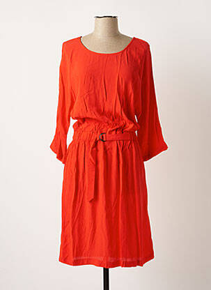 Robe mi-longue manches 3/4 manches 3/4 rouge ICHI femme