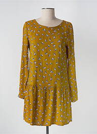 Robe mi-longue imprimé fantaisie manches longues jaune LA PETITE ETOILE femme