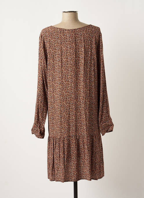 Robe mi-longue marron ICHI pour femme