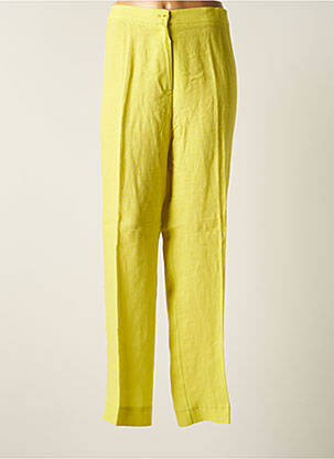 Pantalon droit coupe carotte taille haute jaune FRANCK ANNA femme