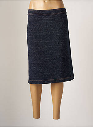 Jupe mi-longue fermeture zip latéral bleu DEVERNOIS femme