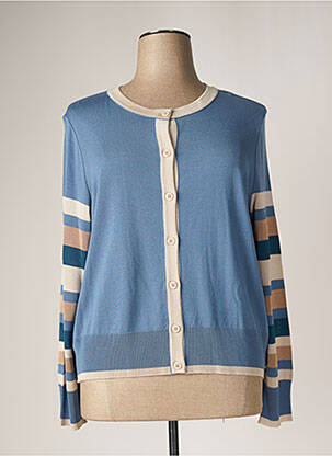 Gilet manches longues col rond bleu DEVERNOIS femme