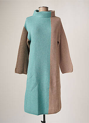 Robe mi-longue manches longues manches longues bleu DEVERNOIS femme