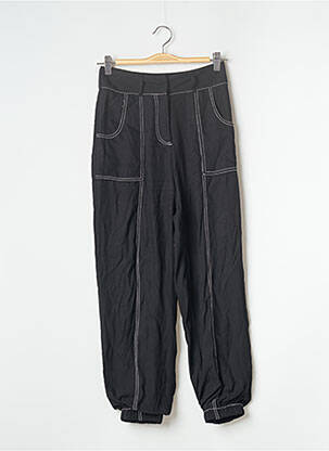 Pantalon droit fermeture zippée sous rabat avec crochet taille normale noir TULAROSA femme
