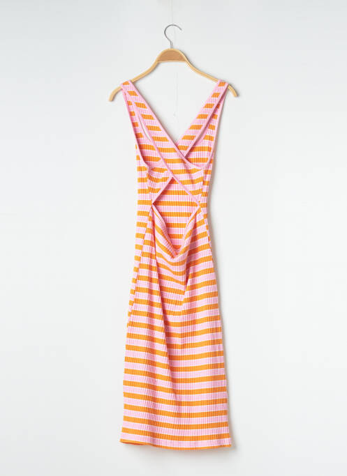 Robe mi-longue orange ZARA pour femme