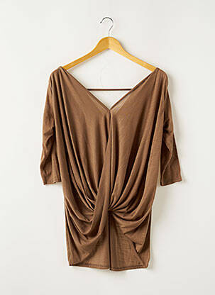 Tunique manches courtes tissage jersey marron RIVER ISLAND femme