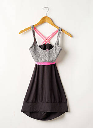 Robe courte col rond fines bretelles noir H&M femme