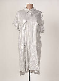 Robe mi-longue coupe fluide manches courtes gris EVA KAYAN femme