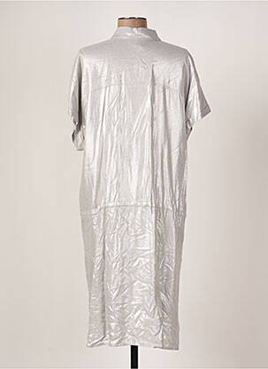 Robe mi-longue coupe fluide manches courtes gris EVA KAYAN femme