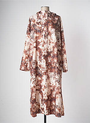 Robe mi-longue manches longues manches longues marron CHANTAL.B femme