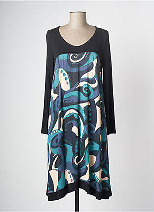 Robe mi-longue coupe fluide manches longues noir AN II VITO femme