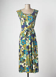 Robe mi-longue imprimé fleurs sans manche bleu KING LOUIE femme