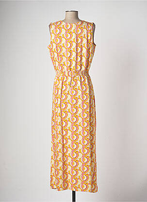 Robe longue imprimé fantaisie sans manche orange MADEMOISELLE YEYE femme