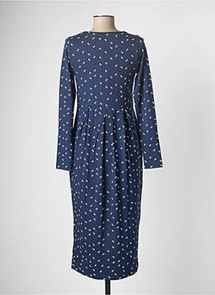 Robe mi-longue imprimé fantaisie manches longues bleu MASAI femme