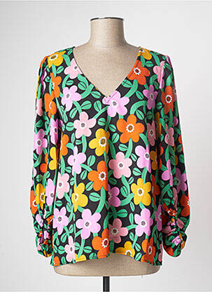 Blouse imprimé fleurs manches longues vert TRAFFIC PEOPLE femme