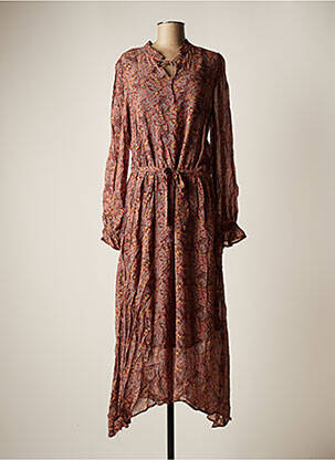 Robe longue manches longues manches longues marron B.YOUNG femme