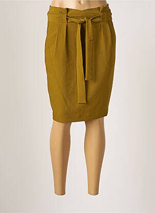Jupe mi-longue stretch vert ICHI femme
