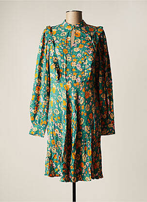 Robe mi-longue imprimé fleurs manches longues vert Y.A.S femme