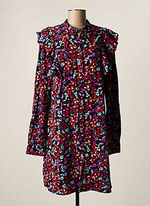 Robe mi-longue imprimé fantaisie manches longues noir PIECES femme