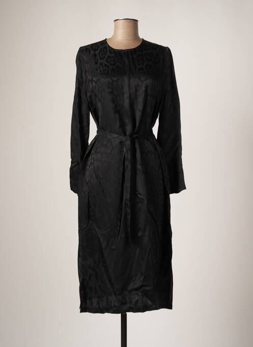 Robe mi-longue manches longues manches longues noir ROSEANNA femme