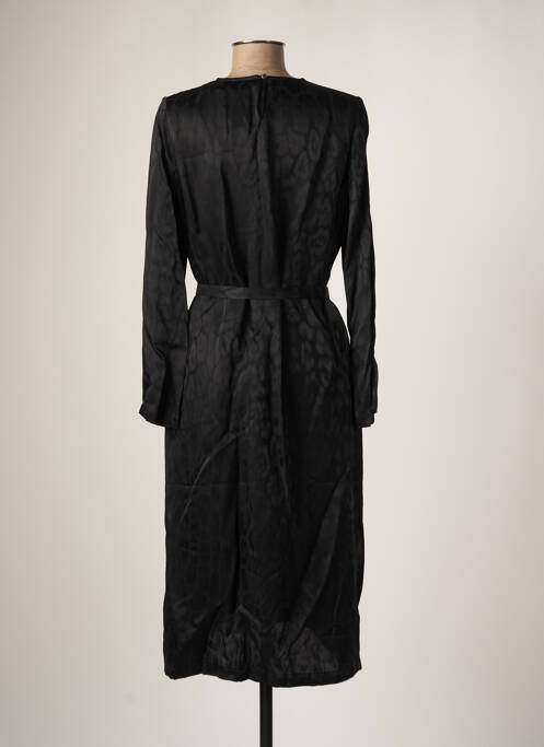 Robe mi-longue manches longues manches longues noir ROSEANNA femme