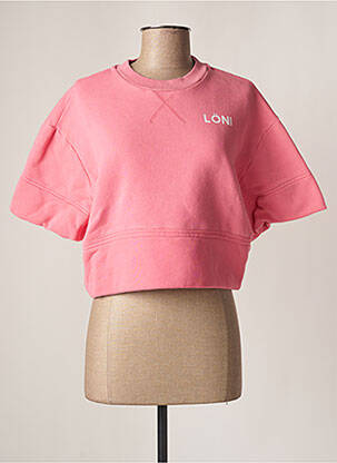 Sweat-shirt sérigraphie manches courtes rose MARGAUX LONNBERG femme