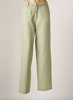 Pantalon droit fermeture zippée sous rabat avec crochet taille normale vert ROSEANNA femme