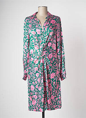 Robe mi-longue imprimé fleurs manches longues vert ESQUALO femme