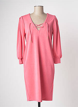 Robe mi-longue manches longues manches longues rose ESQUALO femme