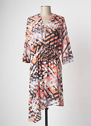 Robe mi-longue manches 3/4 manches 3/4 orange CHATTAWAK femme