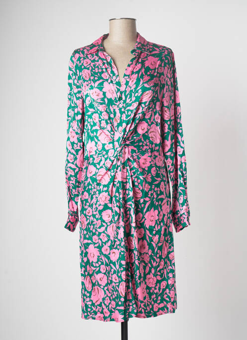 Robe mi-longue coupe fluide manches longues vert ESQUALO femme