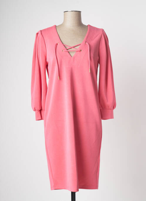 Robe mi-longue manches longues manches longues rose ESQUALO femme