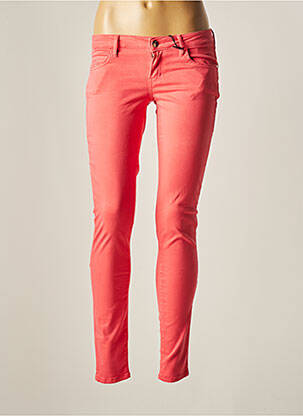 Pantalon slim broderie rivets taille basse rose GUESS femme