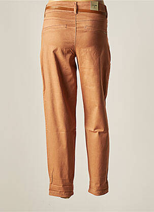 Pantalon chino fermeture zippée sous rabat avec crochet taille haute marron CREAM femme