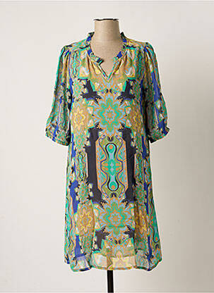 Robe mi-longue manches 3/4 manches 3/4 vert CREAM femme