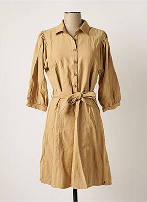 Robe mi-longue coupe évasée manches 3/4 beige GARCIA femme
