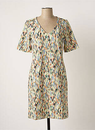 Robe mi-longue imprimé fantaisie manches courtes vert GARCIA femme