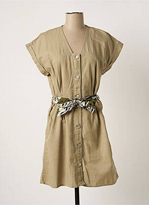 Robe courte coupe évasée manches courtes vert LE TEMPS DES CERISES femme