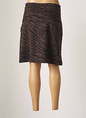 Jupe mi-longue coupe droite marron ICHI femme