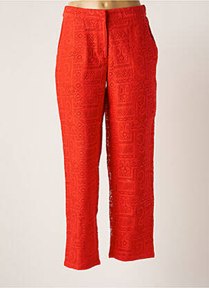 Pantalon large fermeture zippée sous rabat avec crochet taille haute rouge VILA femme