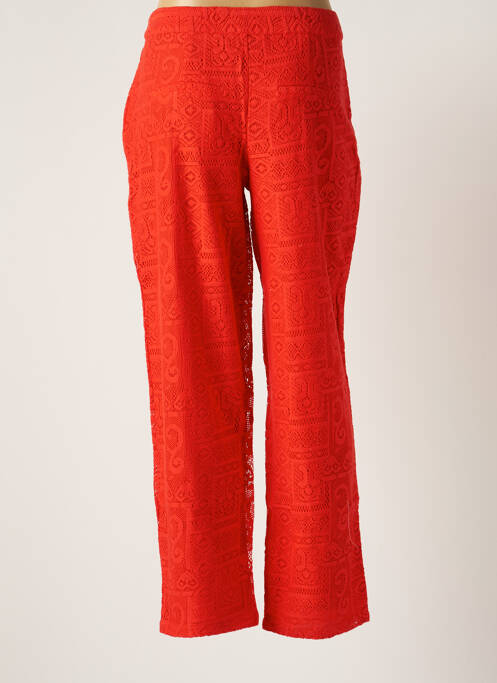 Pantalon large fermeture zippée sous rabat avec crochet taille haute rouge VILA femme