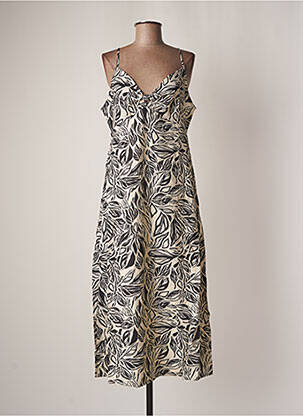 Robe longue imprimé fantaisie fines bretelles beige VILA femme