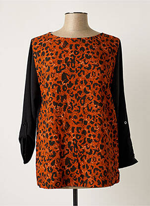 Top imprimé fantaisie manches longues orange FRANCK ANNA femme